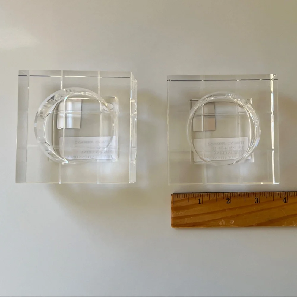 Pair of Modern Square Crystal Candle Holders - Picture 2 of 5